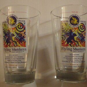 Flying Monkeys Brewery Glass PAIR Pint Glass Psychedelic